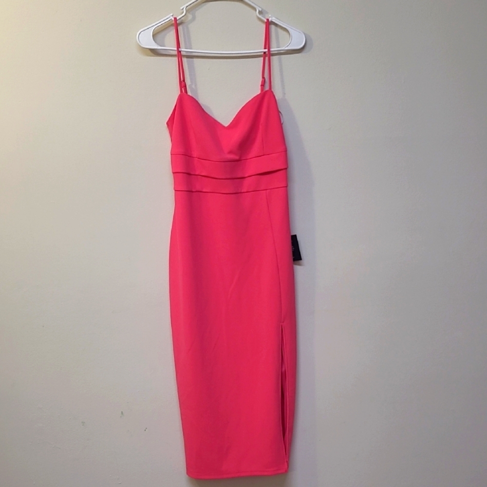 Lulu's Pink Sheath Midi Dress Spaghetti Strap for womenzise L new.‎